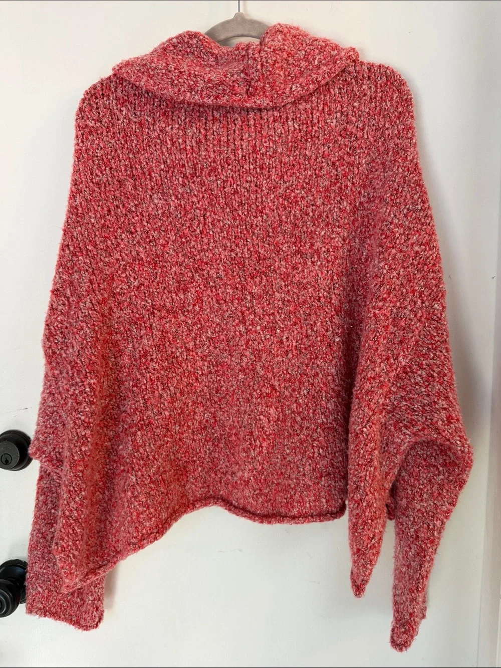 Free People Womens BFF Cowl Neck Cropped Sweater Scarlet Flame Red large